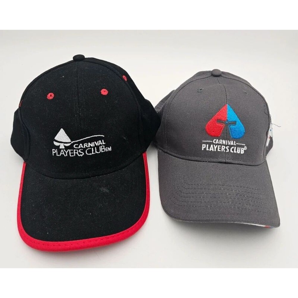 Carnival Players Club Black and Gray Cap Hat Set of 2